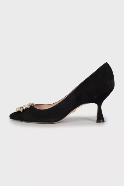 Suede shoes with rhinestones