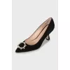 Suede shoes with rhinestones