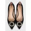 Suede shoes with rhinestones