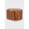 Reversible brown leather belt