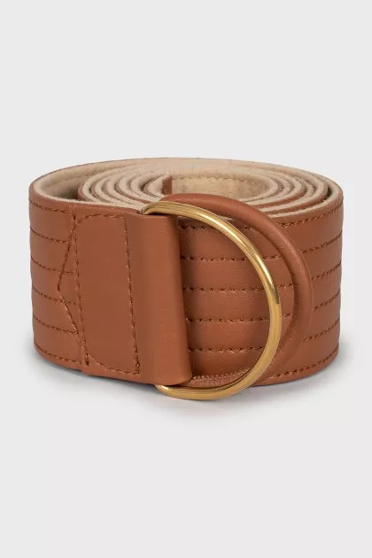 Reversible brown leather belt