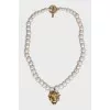 Pearl necklace with a bull pendant
