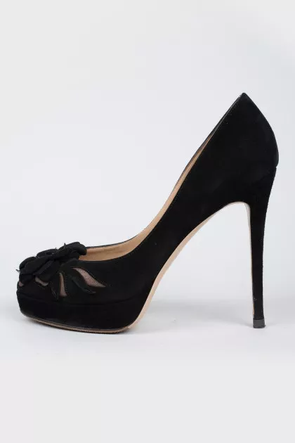 Suede black stilettos