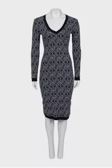Bodycon dress with print and tag
