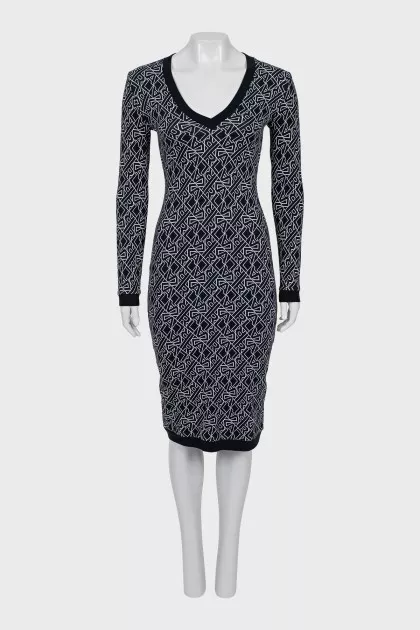 Bodycon dress with print and tag