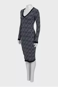 Bodycon dress with print and tag