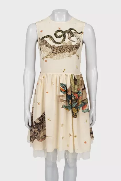 Silk dress with tulle