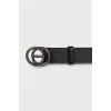 Leather belt with branded buckle
