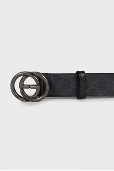 Leather belt with branded buckle