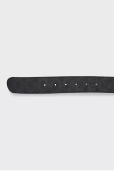 Leather belt with branded buckle