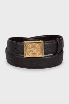 Leather belt with square buckle