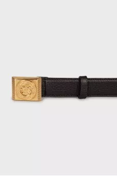 Leather belt with square buckle