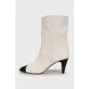 White leather boots