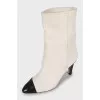 White leather boots