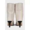 White leather boots