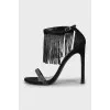 Leather sandals with crystals