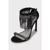Leather sandals with crystals
