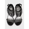 Leather sandals with crystals