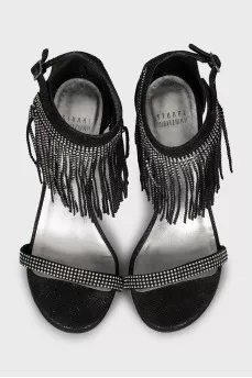 Leather sandals with crystals