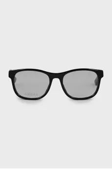 Black frame with brand logo