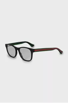 Black frame with brand logo