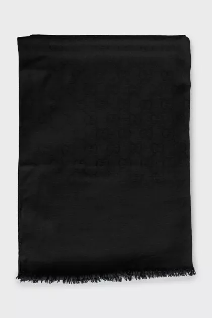 Black scarf made of wool and silk