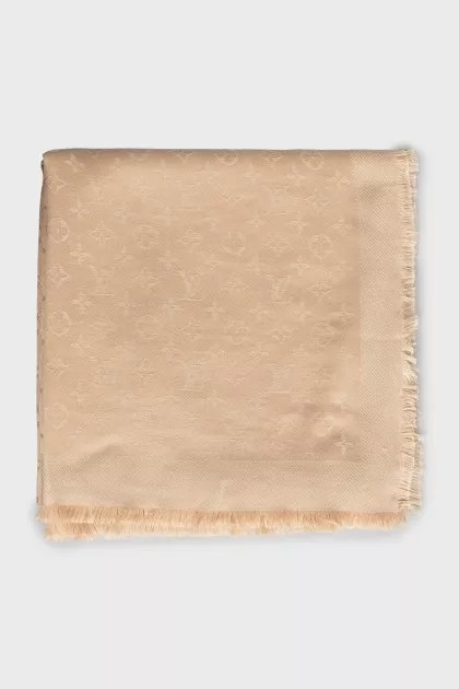 Silk and wool scarf with signature print