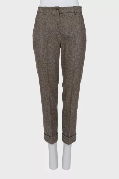 Brown herringbone trousers