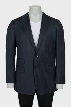 Men's striped wool and silk jacket