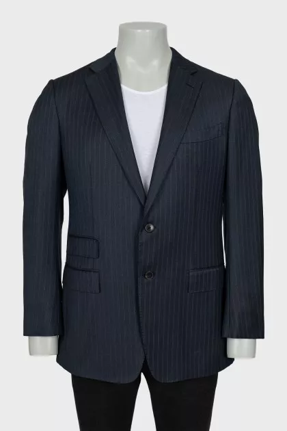 Men's striped wool and silk jacket
