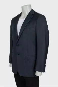 Men's striped wool and silk jacket