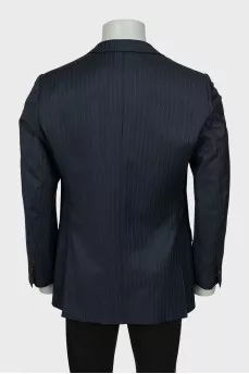 Men's striped wool and silk jacket