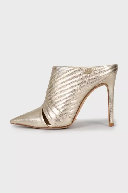 Gold colored leather shoes