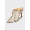 Gold colored leather shoes