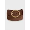 Leather belt with oval buckle