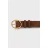 Leather belt with oval buckle
