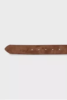 Leather belt with oval buckle