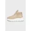 Beige high-soled sneakers