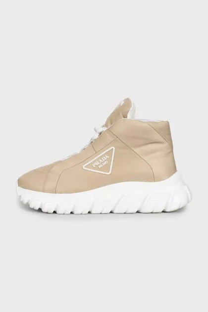 Beige high-soled sneakers