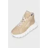 Beige high-soled sneakers