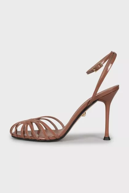Patent leather high heel sandals