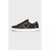 Leather sneakers with gold logo