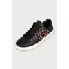 Leather sneakers with gold logo