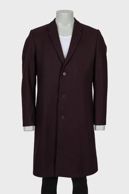 Men's coat in dark red color