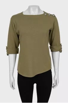 Wool T-shirt with accent buttons