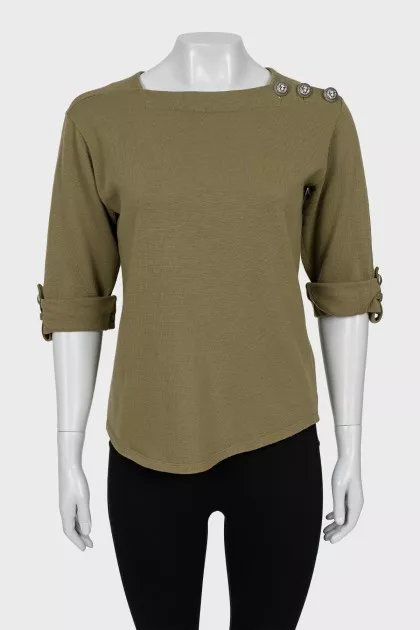Wool T-shirt with accent buttons