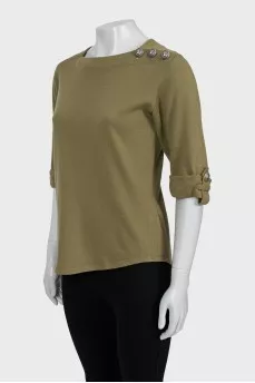 Wool T-shirt with accent buttons