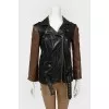Leather jacket with brown sleeves