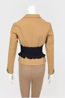 Beige jacket with corset belt