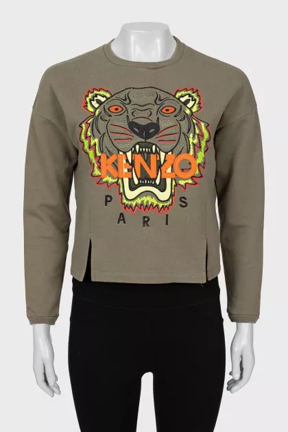 Cropped sweatshirt with embroidery